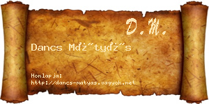 Dancs Mátyás névjegykártya